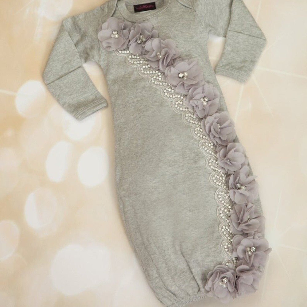 Glam Rhinestone Floral Newborn Baby Girl Layette